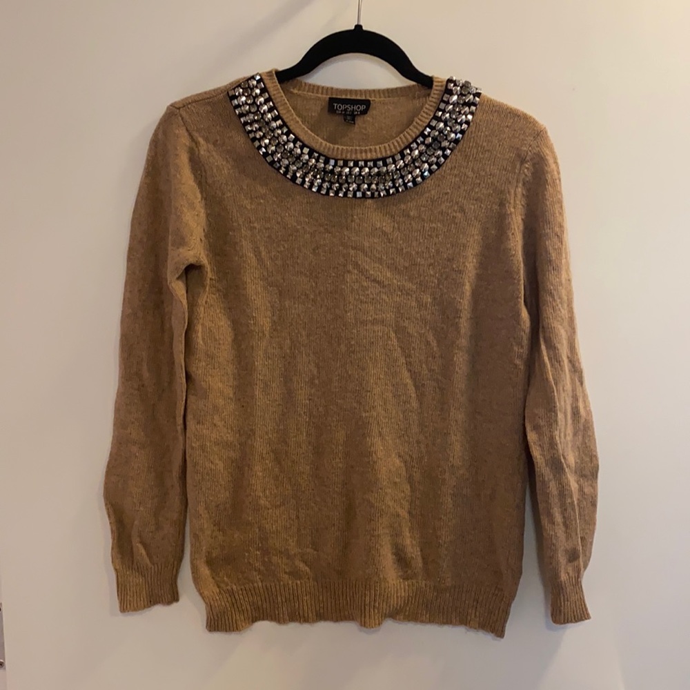 Topshop embellished neckline sweater